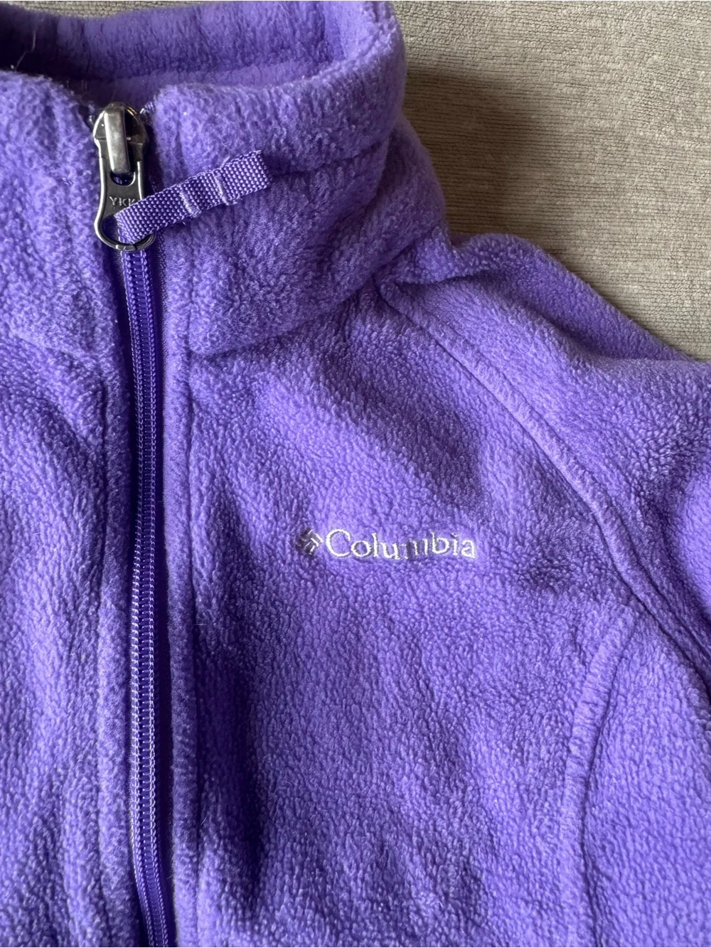 Columbia Girls Purple Fleece Jacket Size 7/8 Small Full Zip Outdoor